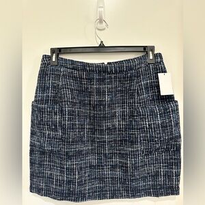 Rebecca Minkoff Navy & White Tweed Pocket Mini Skirt